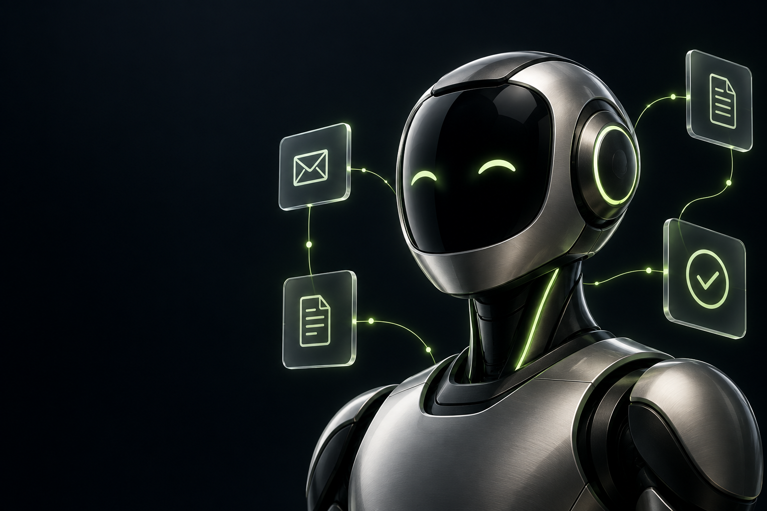 AI agent connected to email, document processing, and approval workflows